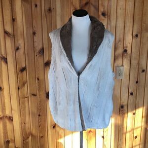 Faux Fur 2 Tone Asymmetrical Vest